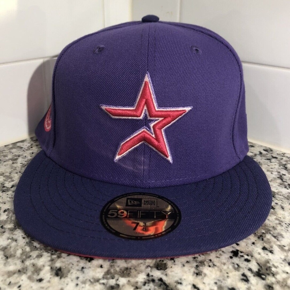 New Era Houston Astros 59FIFTY MLB 45th Anniversary Purple Rose Fitted Hat 7 3/8